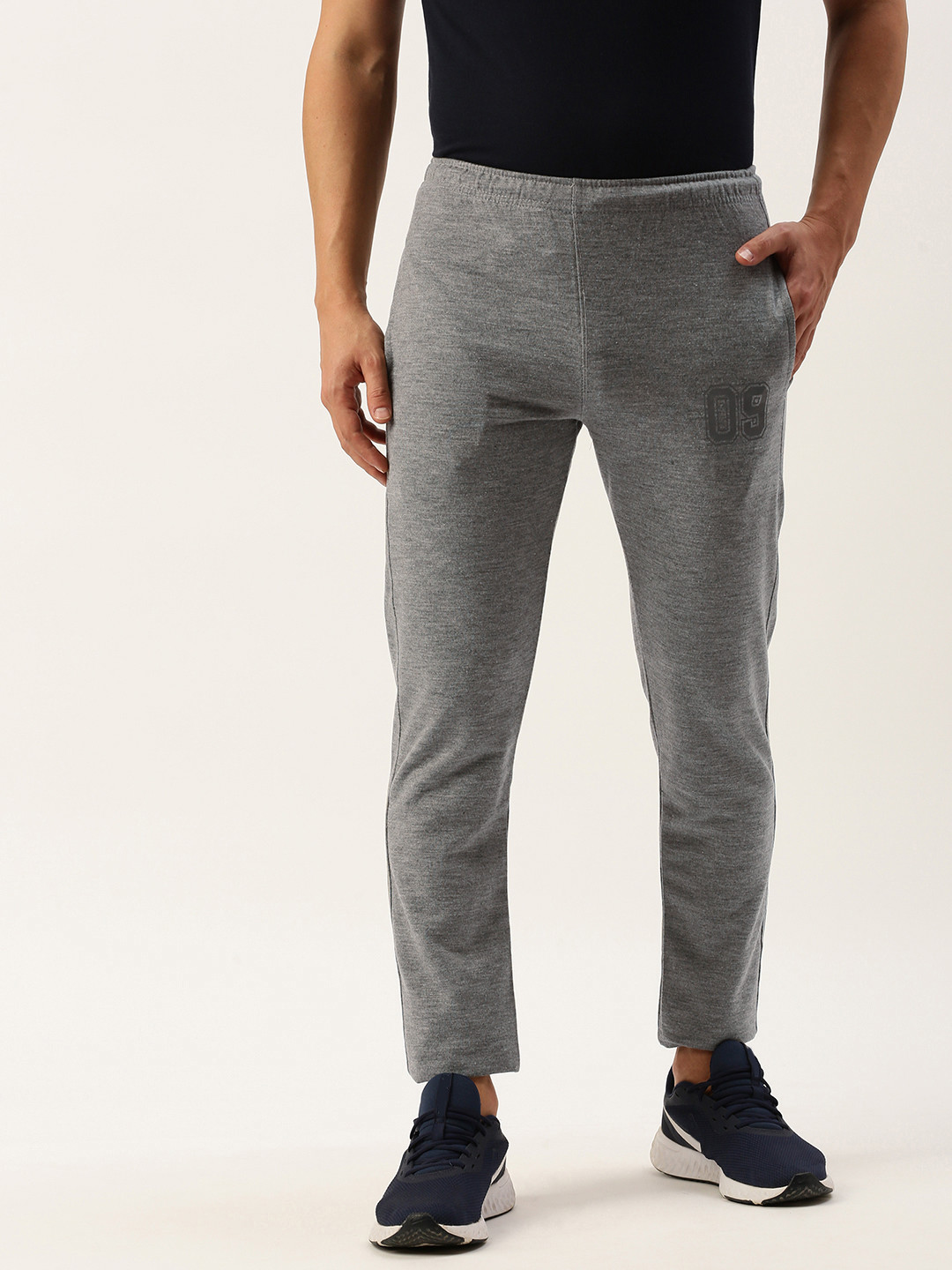 

Sports52 wear Men Mid Rise Slim Fit Training Or Gym Track Pants, Grey melange