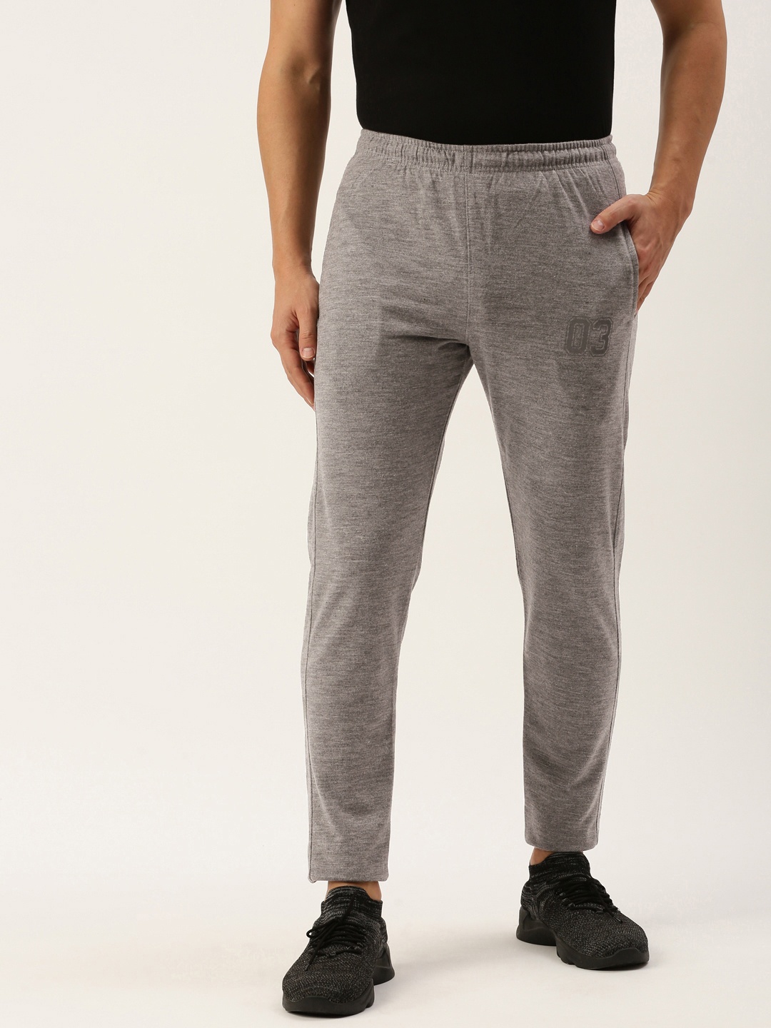 

Sports52 wear Men Mid Rise Slim Fit Training Track Pants, Grey melange