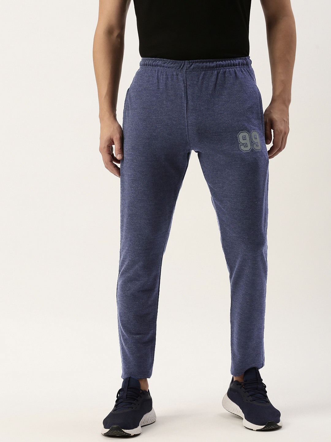

Sports52 wear Men Solid Slim Fit Mid-Rise Knitted Cotton Training Or Gym Track Pants, Blue