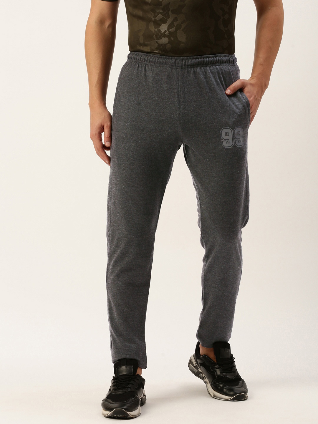 

Sports52 wear Men Solid Slim Fit Mid-Rise Knitted Cotton Training Or Gym Track Pants, Charcoal