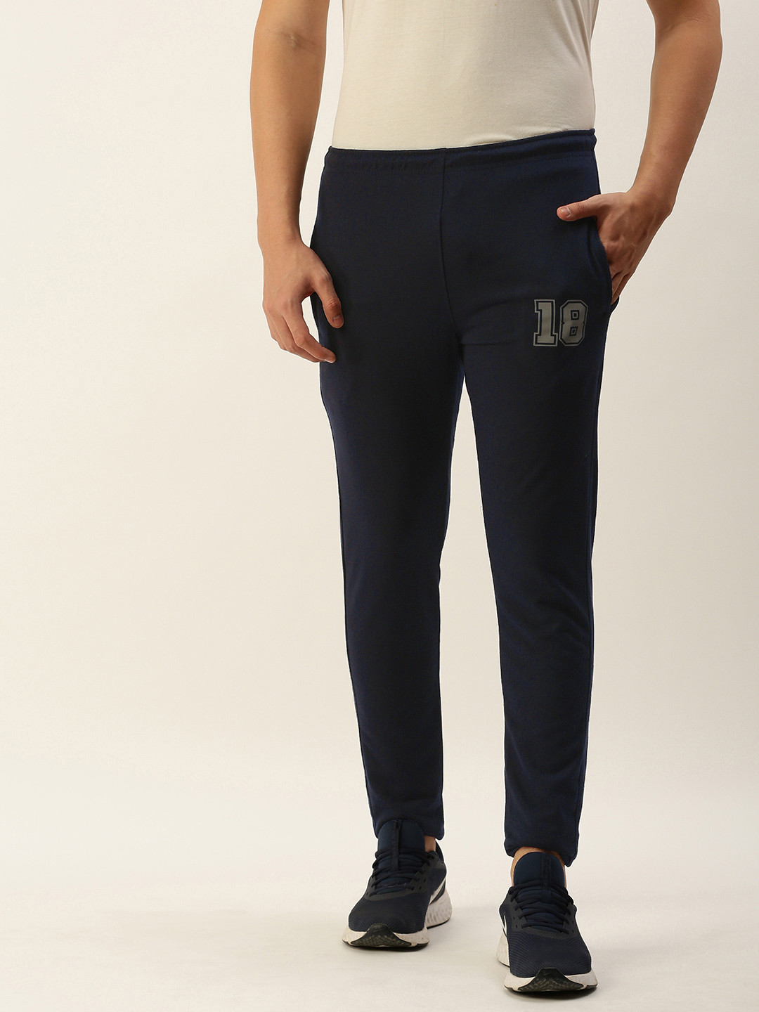 

Sports52 wear Men Brand Logo Printed Slim Fit Training Track Pants, Navy blue