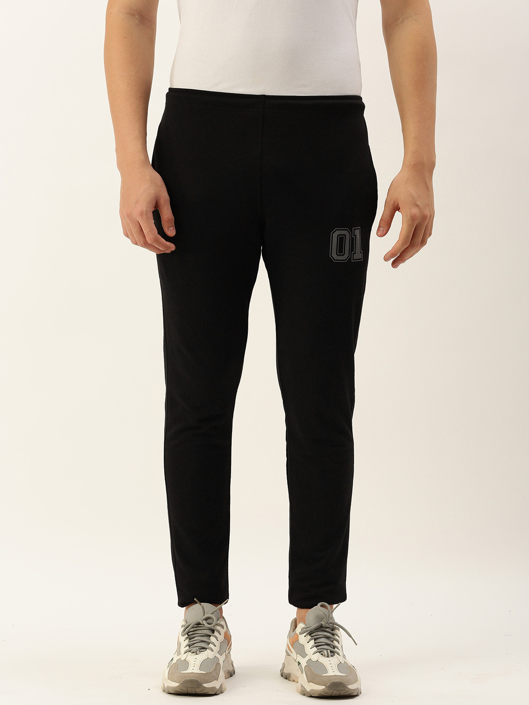 

Sports52 wear Men Brand Logo Printed Slim Fit Training Track Pants, Black