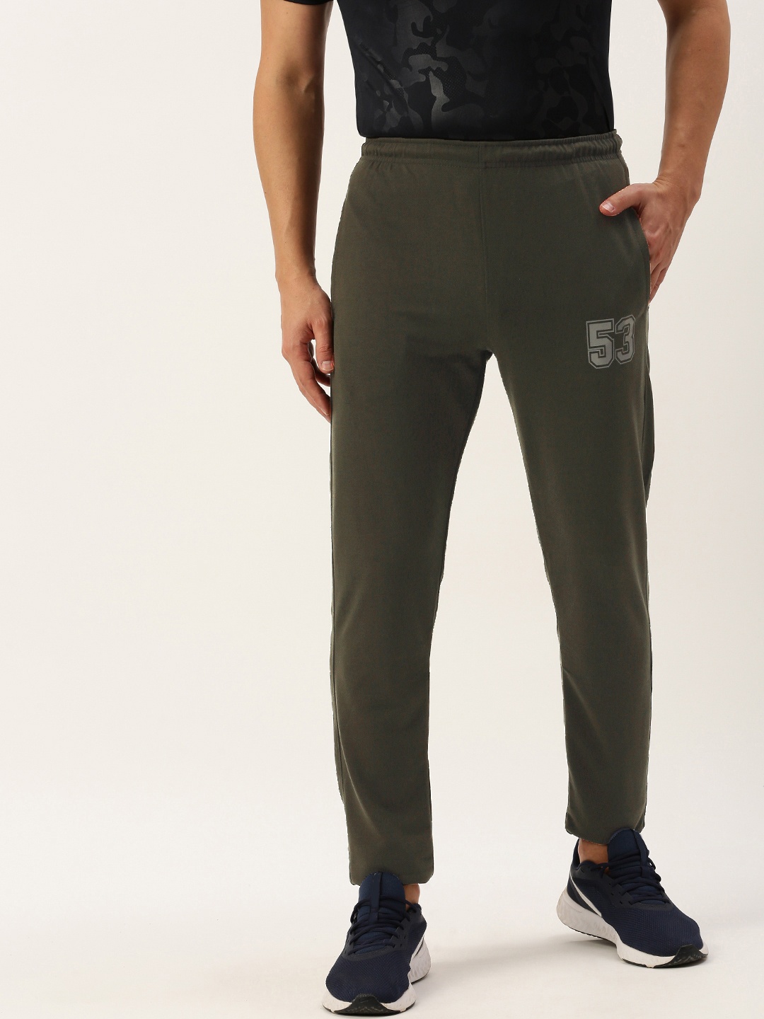 

Sports52 wear Men Mid Rise Slim Fit Training Track Pants, Olive