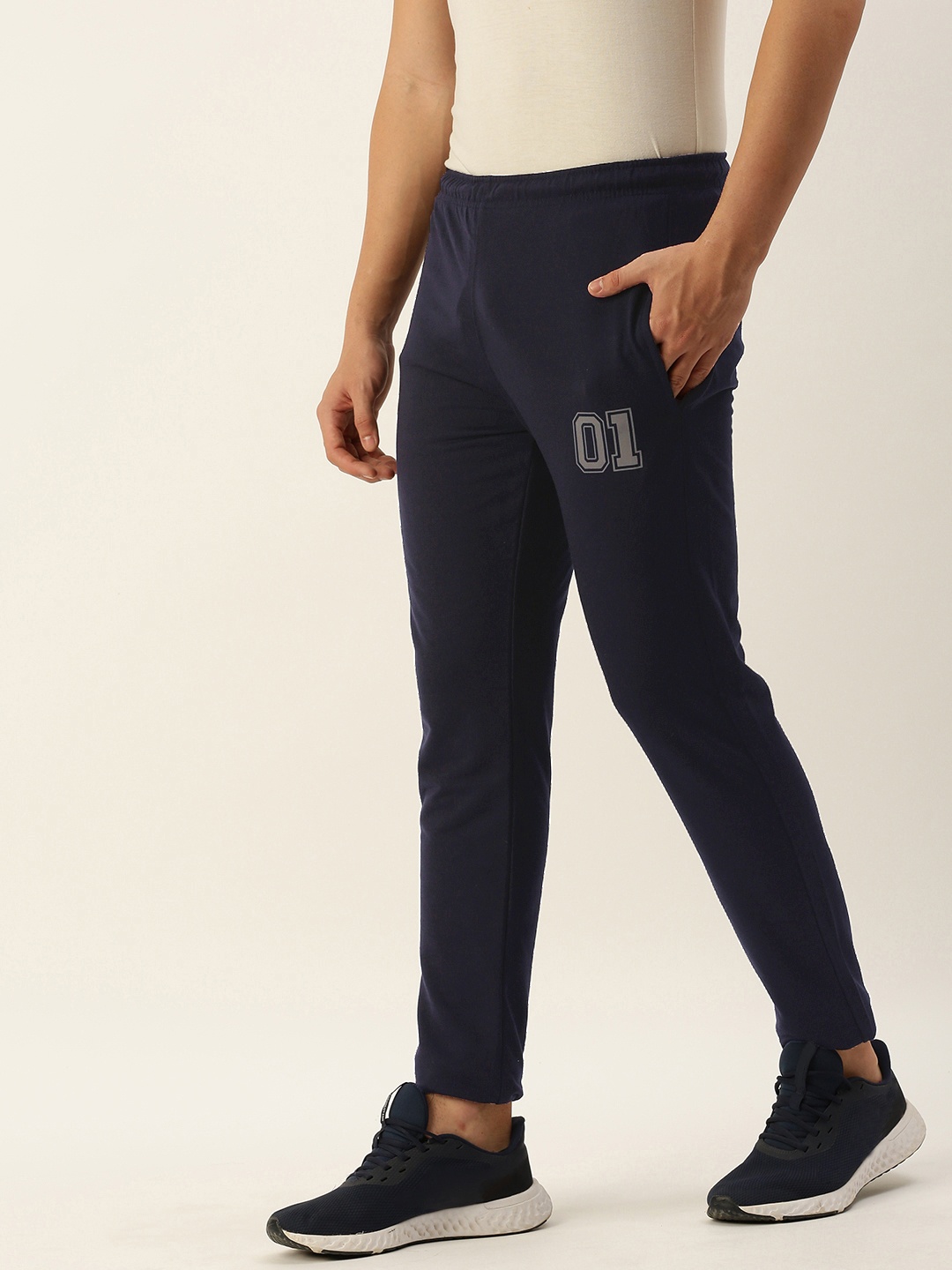 Sports52 wear Men Brand Logo Printed Slim Fit Training Track Pants, Navy blue