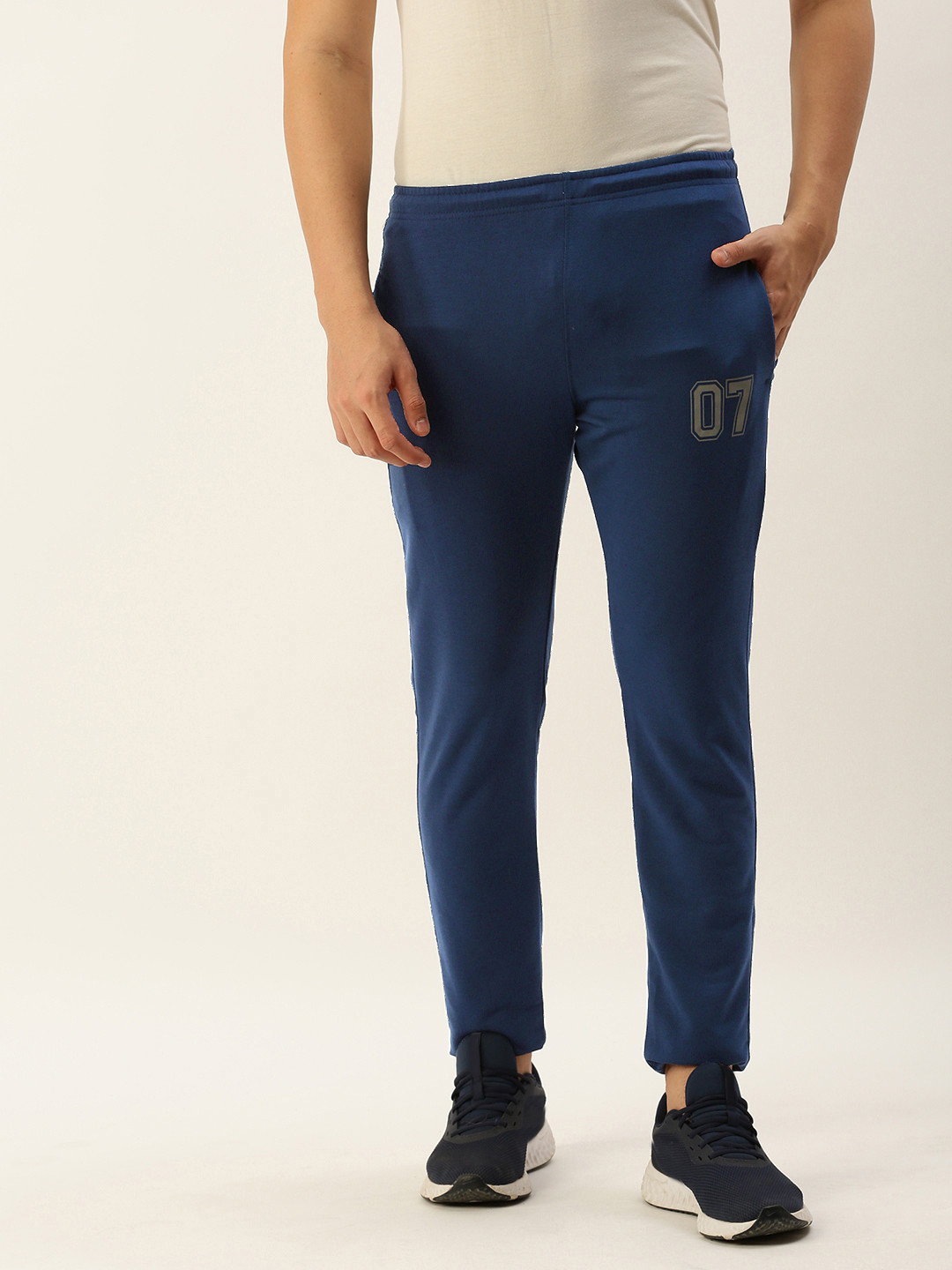 

Sports52 wear Men Slim Fit Varsity Printed Cotton Track Pants, Blue
