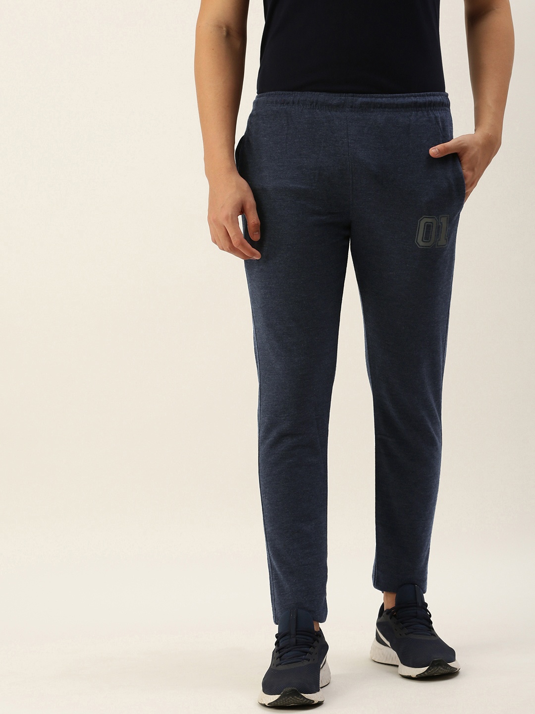

Sports52 wear Men Solid Slim Fit Mid Rise Training Or Gym Track Pants, Navy blue