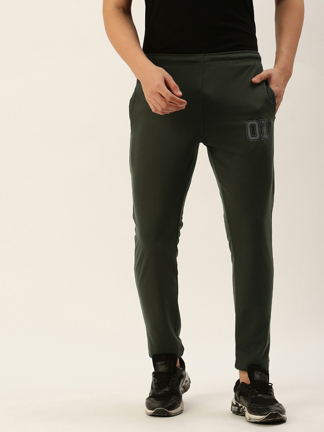 

Sports52 wear Men Mid Rise Cotton Slim Fit Training Or Gym Track pants, Olive