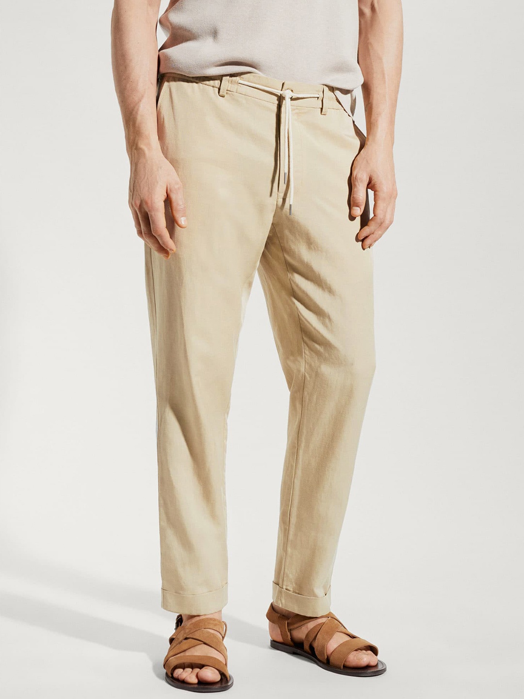 

MANGO MAN Slim Fit High-Rise Trousers, Beige