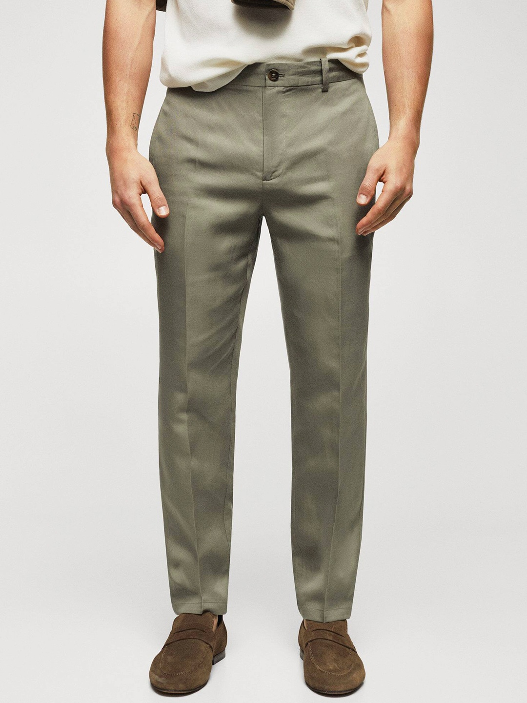 

MANGO MAN High-Rise Trousers, Olive