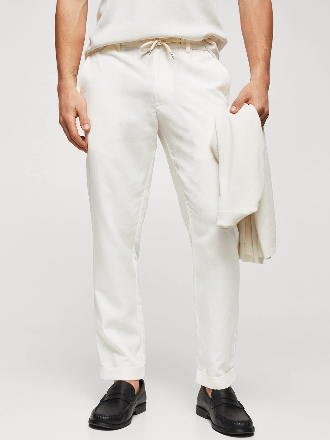 

MANGO MAN High-Rise Trousers, Off white
