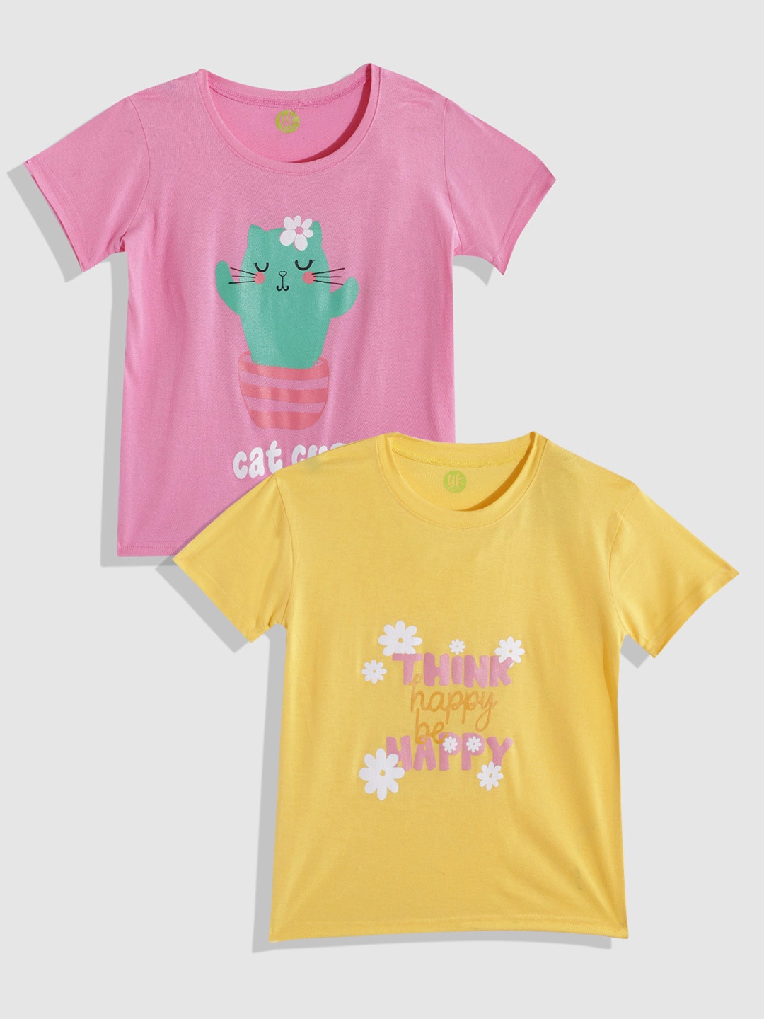 

YK Girls Typography 2 Printed T-shirt, Pink