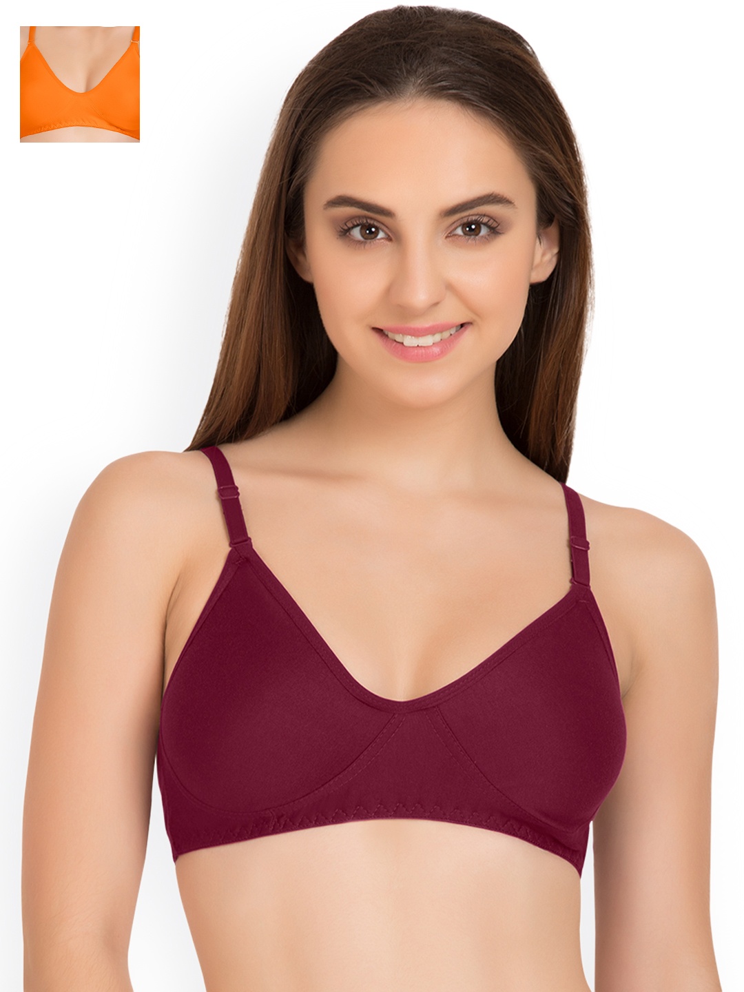 

Tweens Pack of 2 Full Coverage T-shirt Bras TW9253, Orange