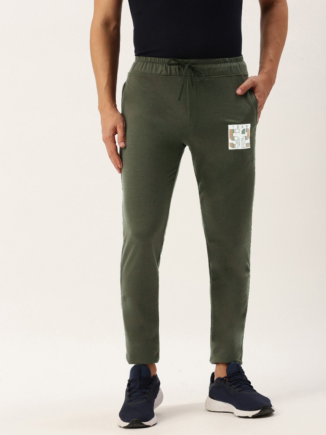 

Sports52 wear Men Mid Rise Slim Fit Training Track Pants, Olive