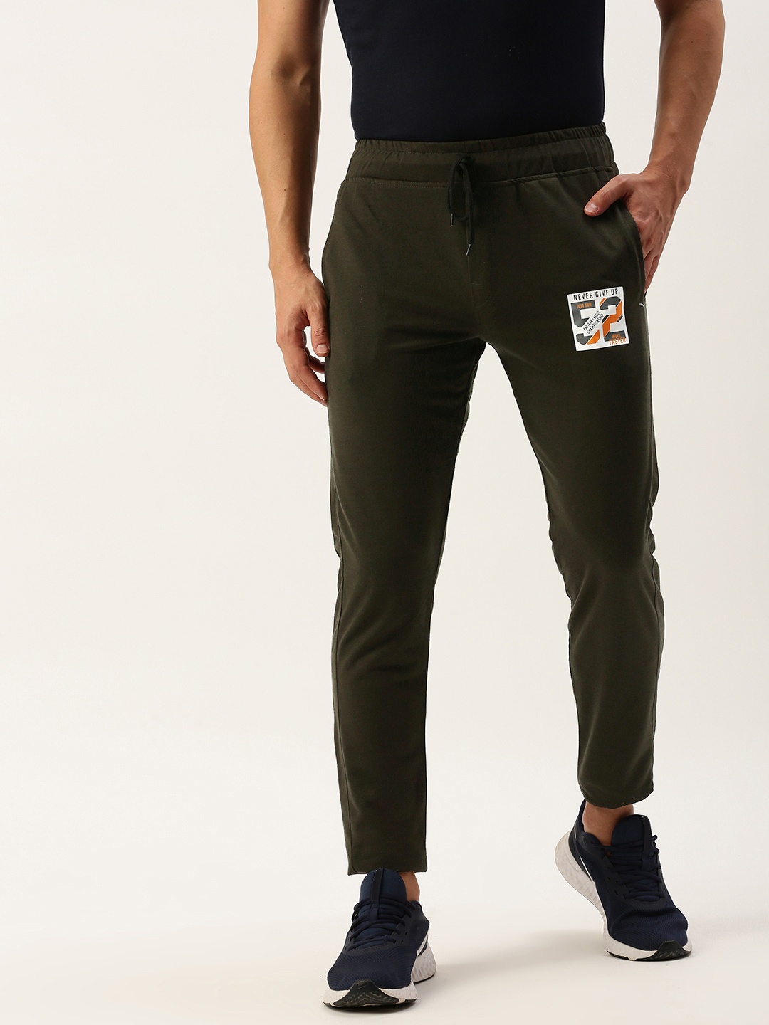 

Sports52 wear Men Mid Rise Slim Fit Training Or Gym Track Pants, Olive