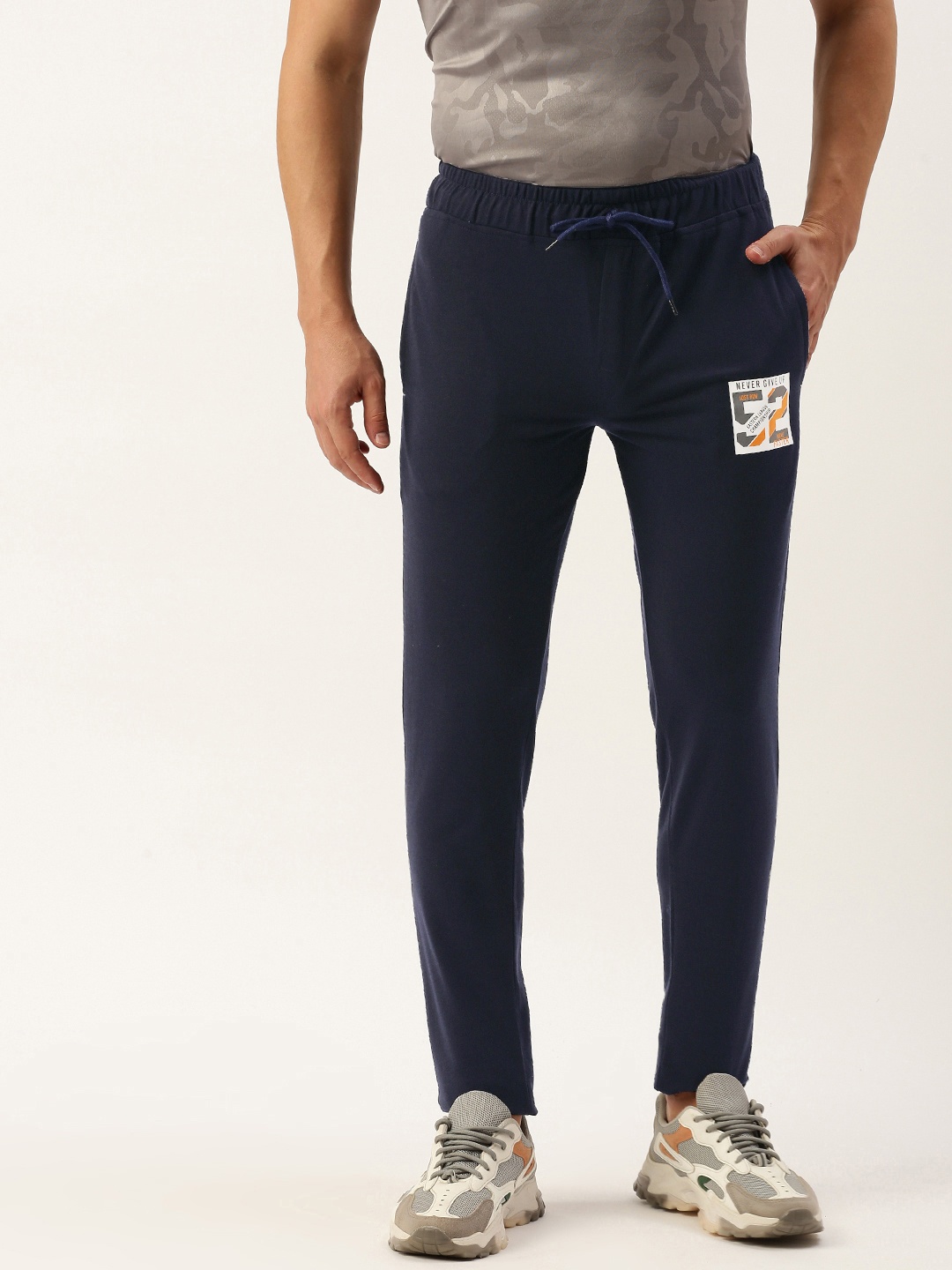 Sports52 wear Men Mid Rise Slim Fit Training Track Pants, Navy blue