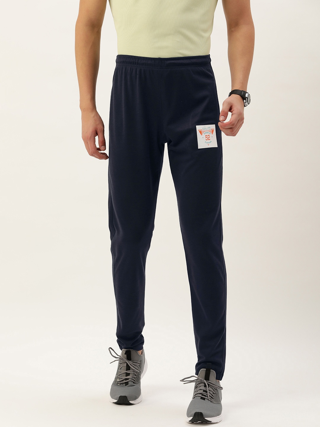 

Sports52 wear Men Brand Logo Printed Slim Fit Training Track Pants, Navy blue