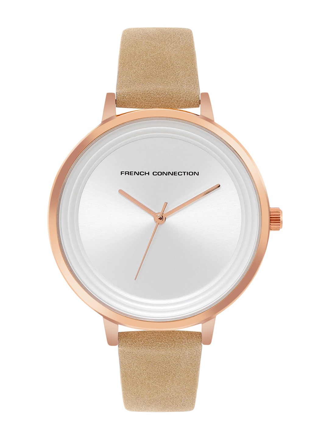 

French Connection Solid Dial & Leather Straps Analogue Watch FCN00001A, Silver
