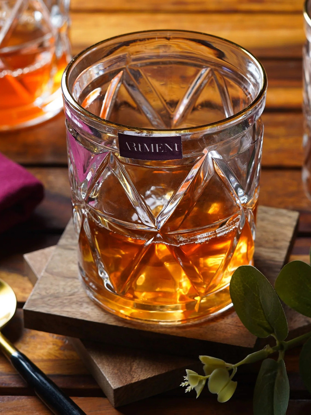 

THE ARTMENT 8 PC Transparent Textured Whiskey Glasses 330 ML