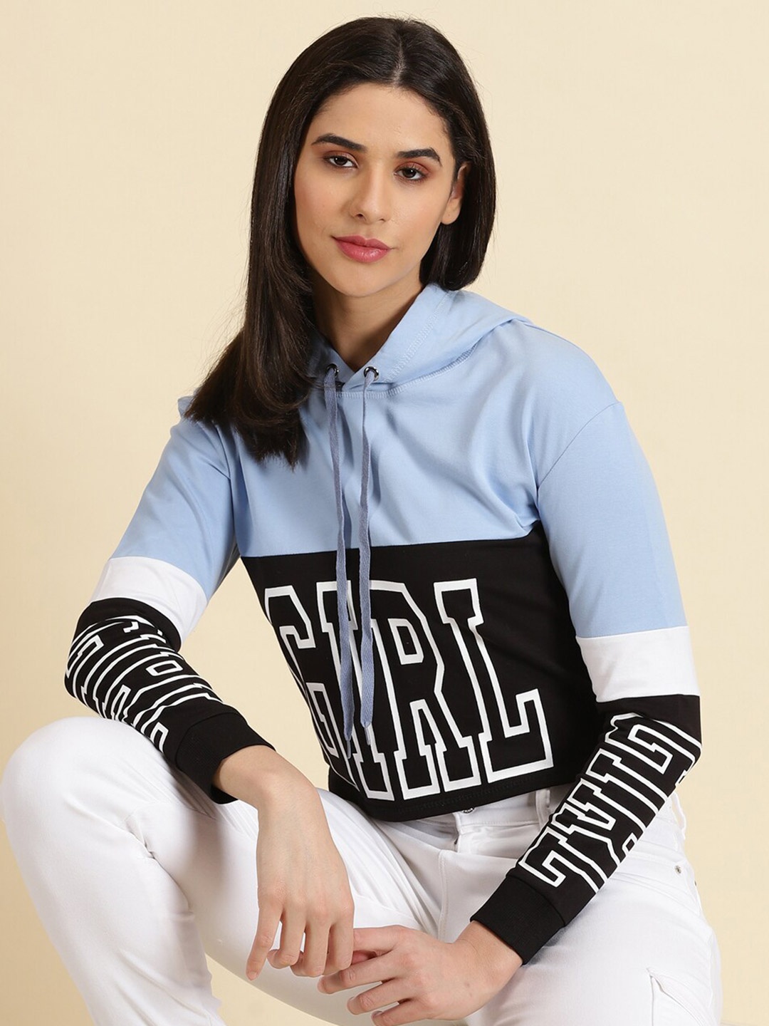 

SHOWOFF Typography Printed Hooded Neck Cotton Sweatshirt, Blue