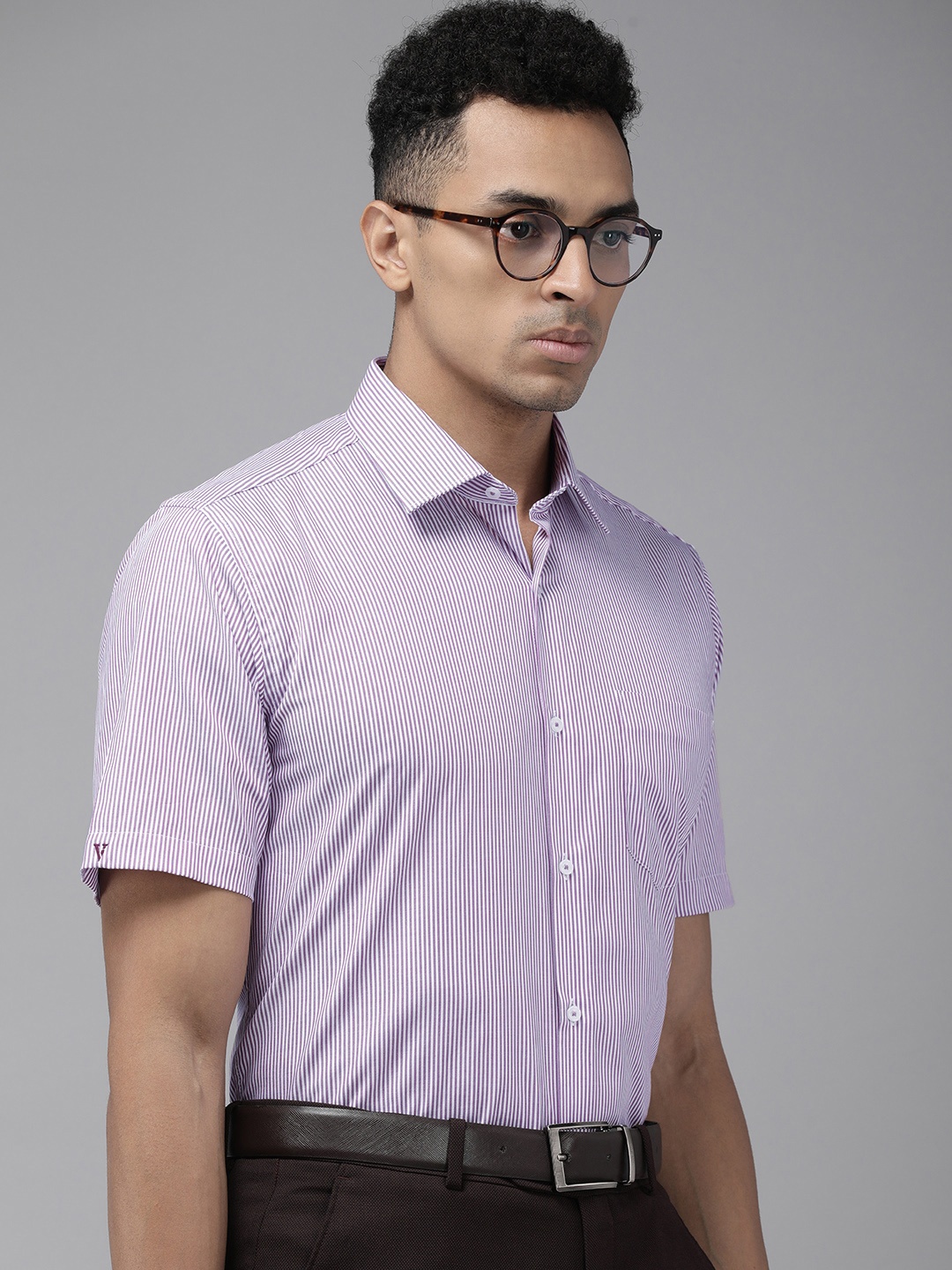 

Van Heusen Custom Pure Cotton Striped Formal Shirt, Purple