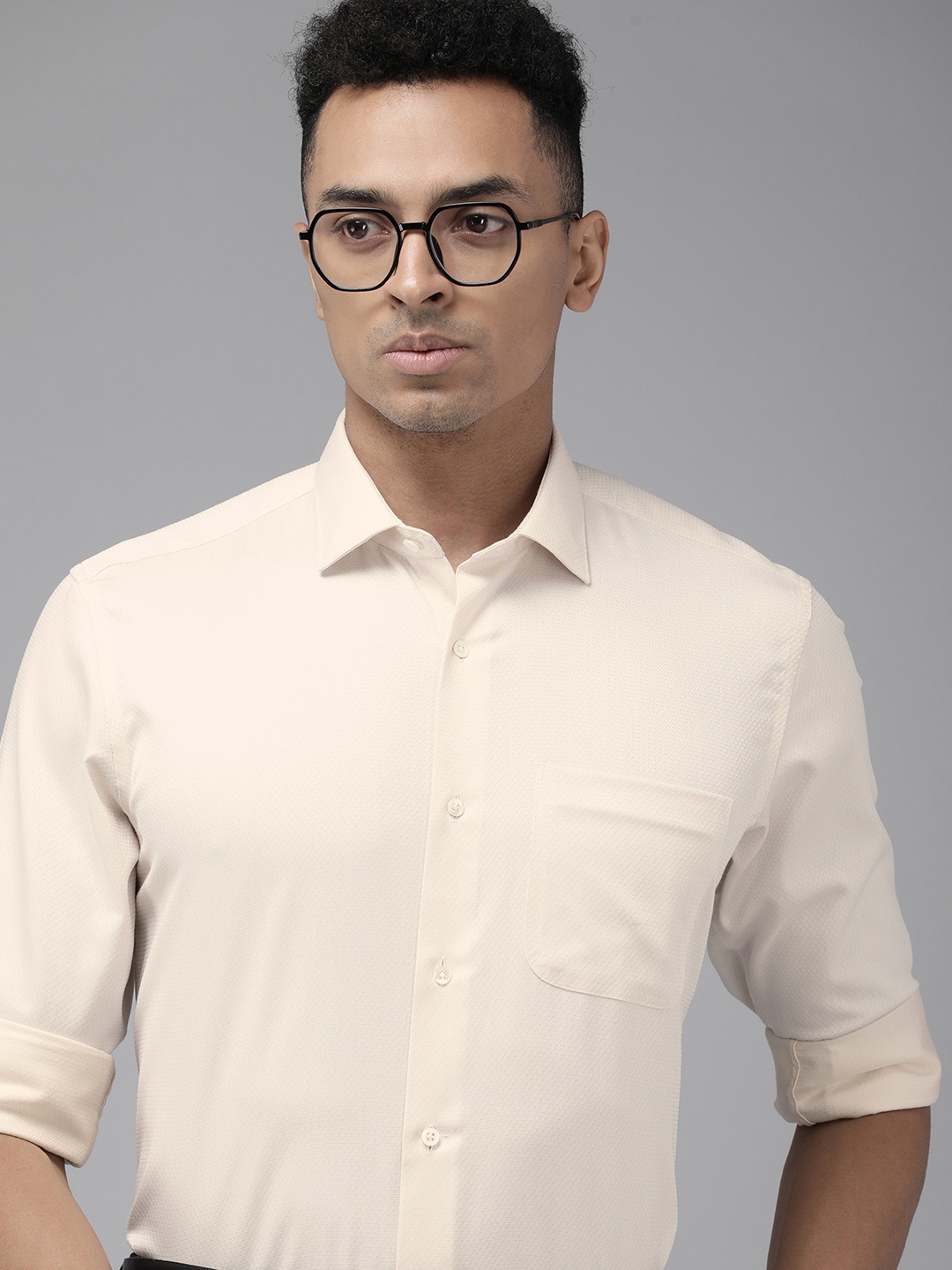 

Van Heusen Textured Custom Pure Cotton Formal Shirt, Cream