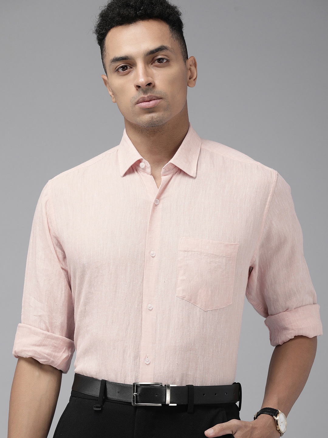 

Van Heusen Custom Pure Linen Formal Shirt, Pink