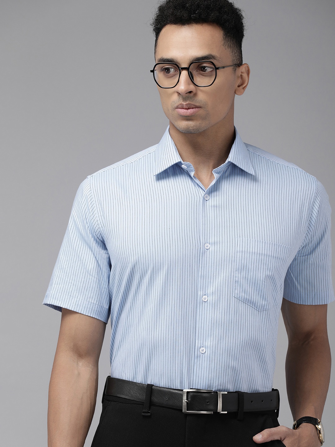 

Van Heusen Custom Pure Cotton Striped Formal Shirt, Blue