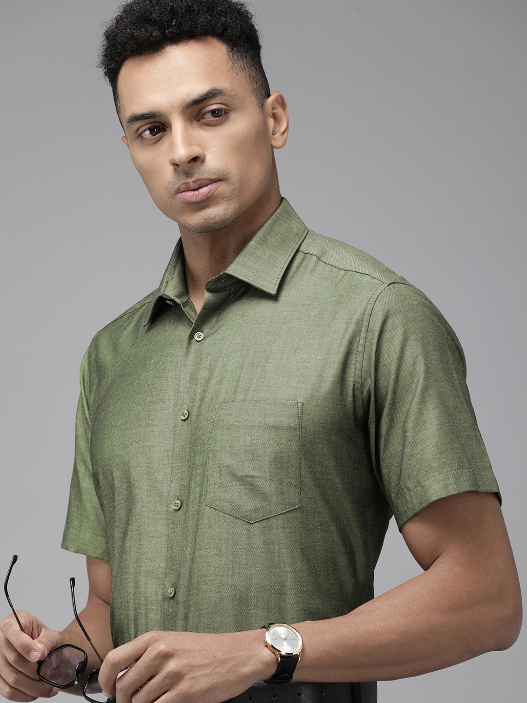

Van Heusen Custom Pure Cotton Formal Shirt, Olive