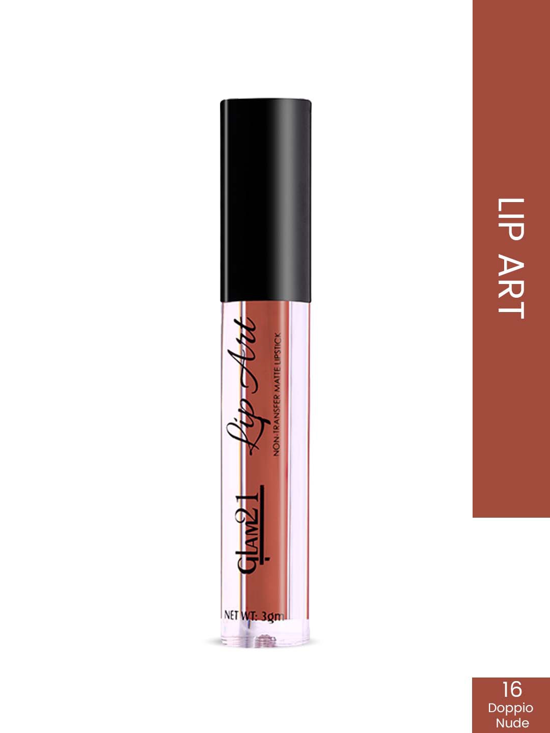 

GLAM21 Lip Art Non-Transfer Matte Liquid Lipstick 3 g - Doppio Nude 16, Brown