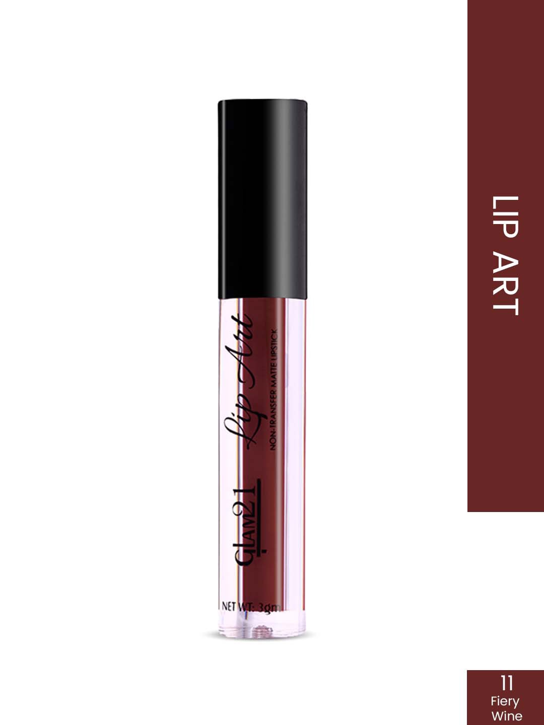 

GLAM21 Lip Art Non-Transfer Matte Liquid Lipstick 3 g - Fiery Wine 11, Brown