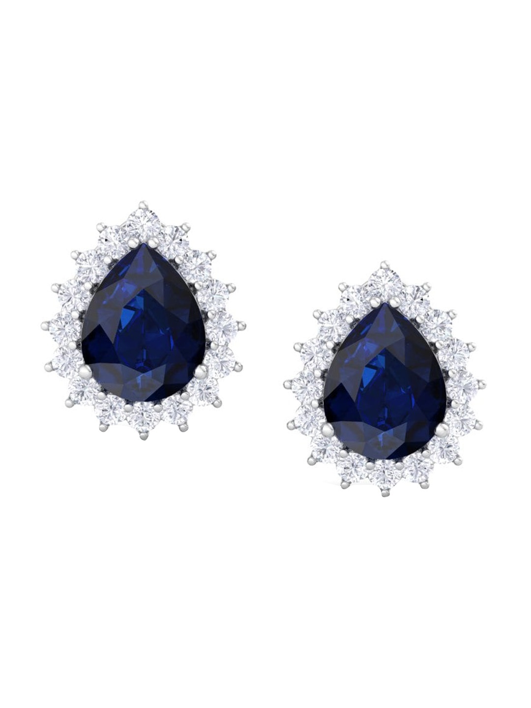 

Inddus Jewels 925 Sterling Silver Rhodium-Plated Teardrop Shaped Studs Earrings