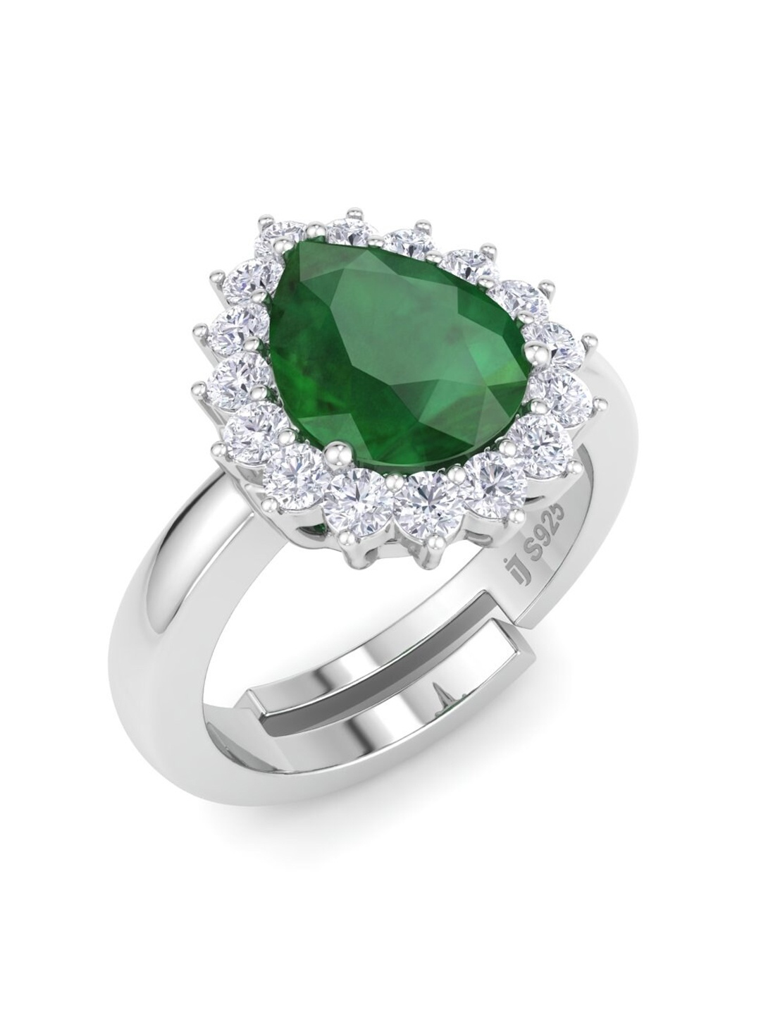

Inddus Jewels Women 925 Sterling Silver CZ Studded Adjustable Finger Ring