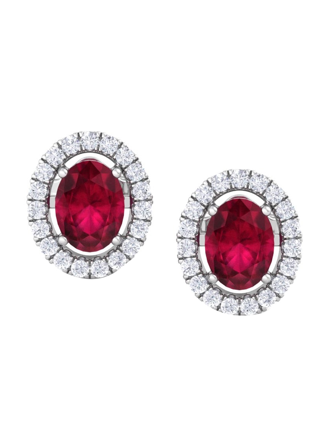 

Inddus Jewels 925 Sterling Silver Rhodium-Plated Oval Studs Earrings