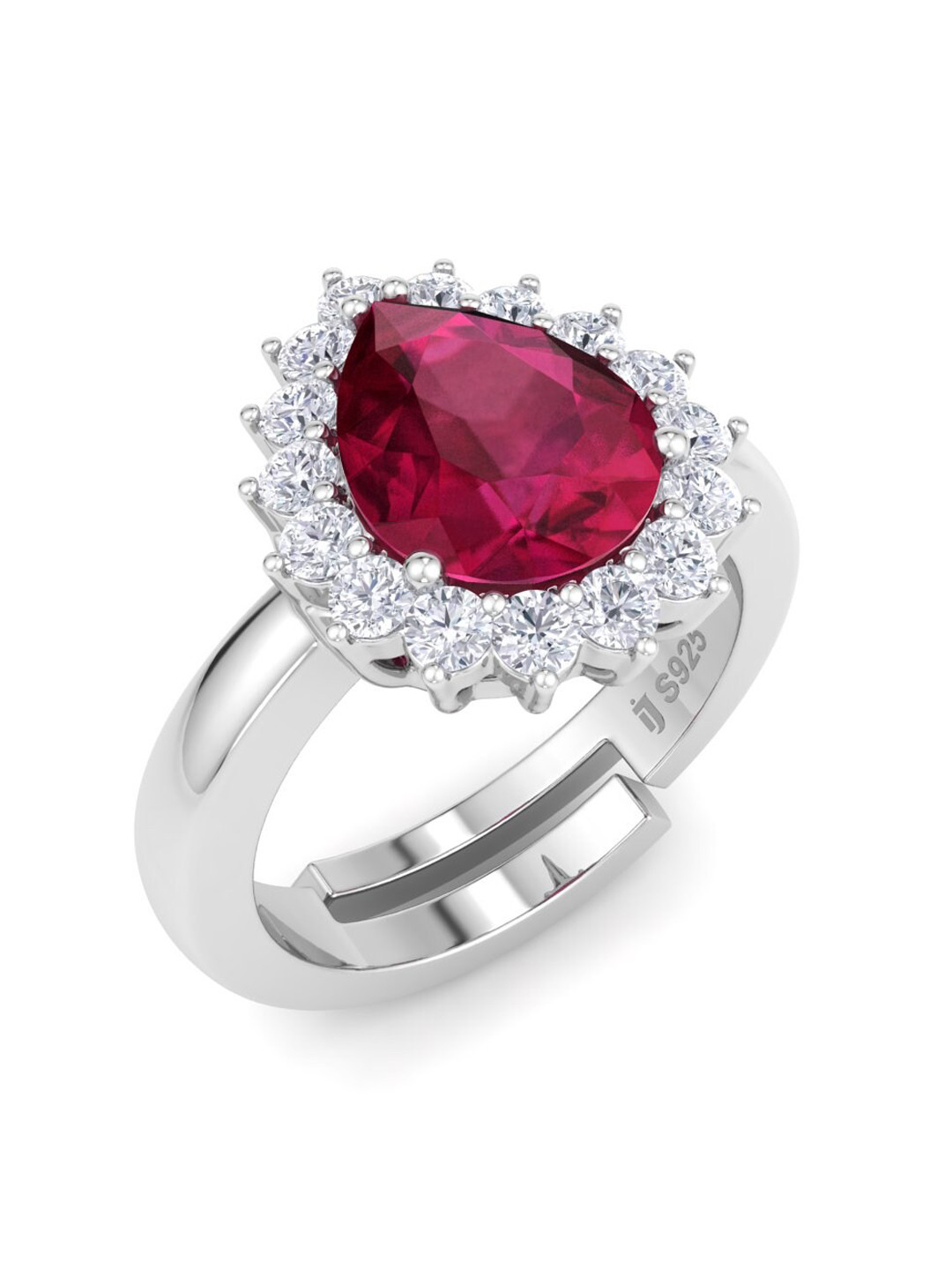 

Inddus Jewels Women 925 Sterling Silver CZ Studded Adjustable Finger Ring