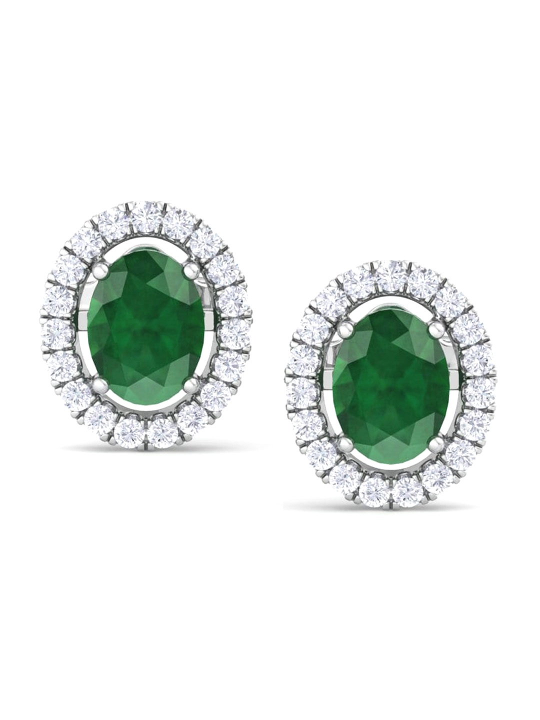 

Inddus Jewels 925 Sterling Silver Rhodium-Plated Oval Studs Earrings