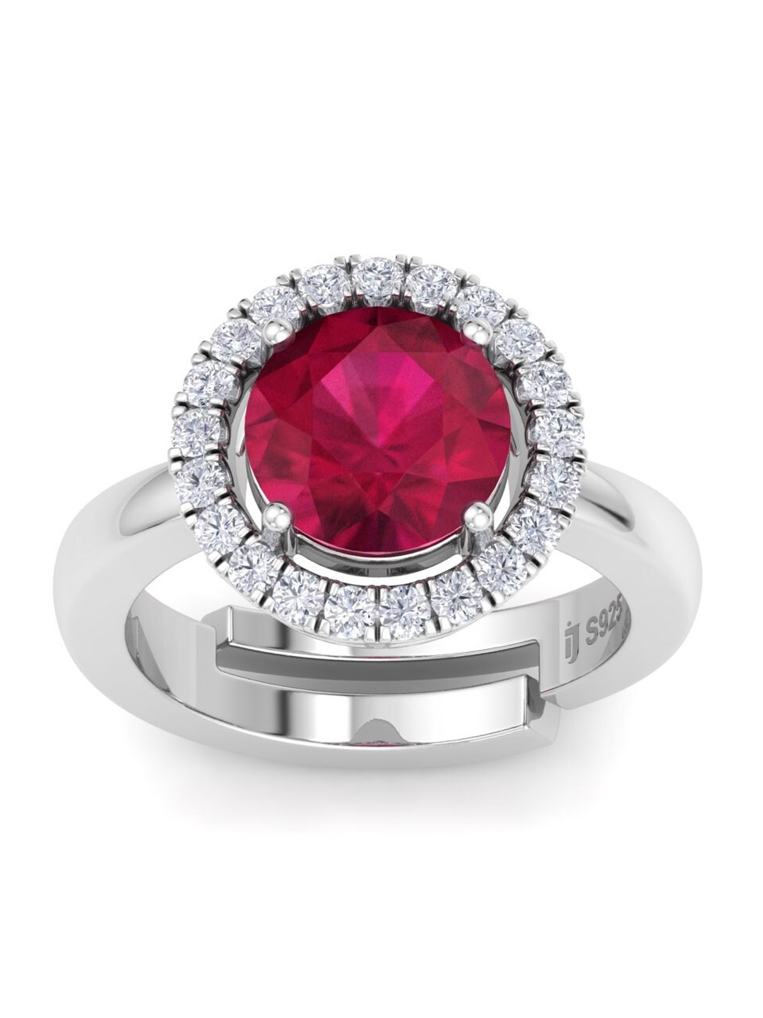 

Inddus Jewels Women 925 Sterling Silver CZ Studded Adjustable Finger Ring