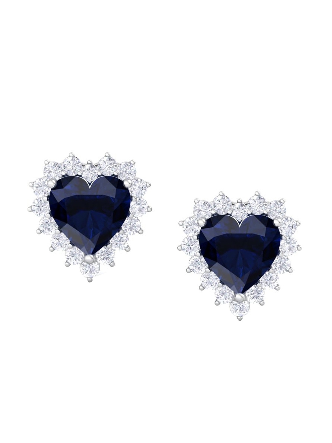 

Inddus Jewels 925 Sterling Silver Rhodium-Plated Heart shaped Studs Earrings