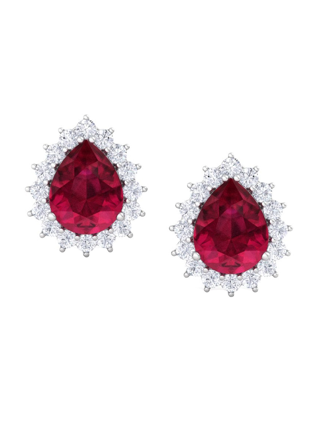 

Inddus Jewels 925 Sterling Silver Rhodium-Plated Teardrop Shaped Studs Earrings
