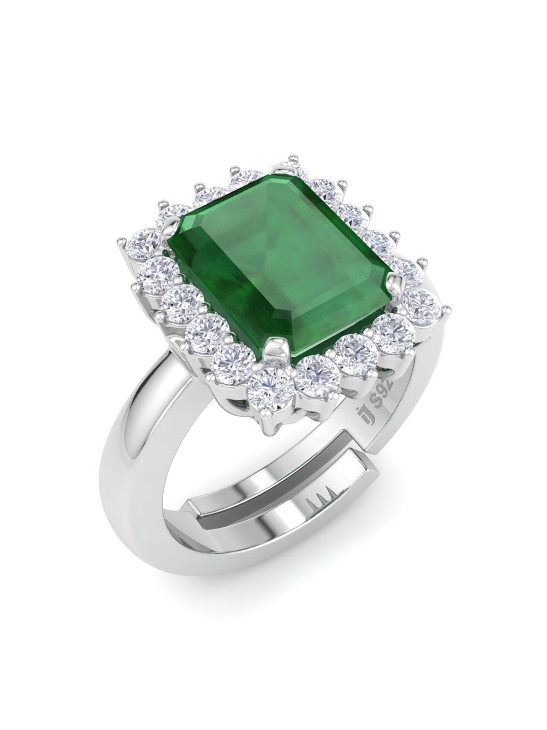 

Inddus Jewels Women 925 Sterling Silver CZ Studded Adjustable Finger Ring