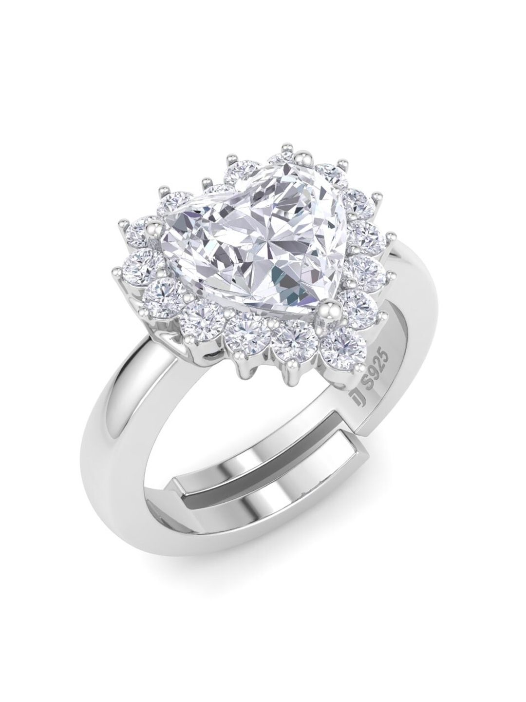 

Inddus Jewels 925 Sterling Silver CZ Studded Adjustable Finger Ring