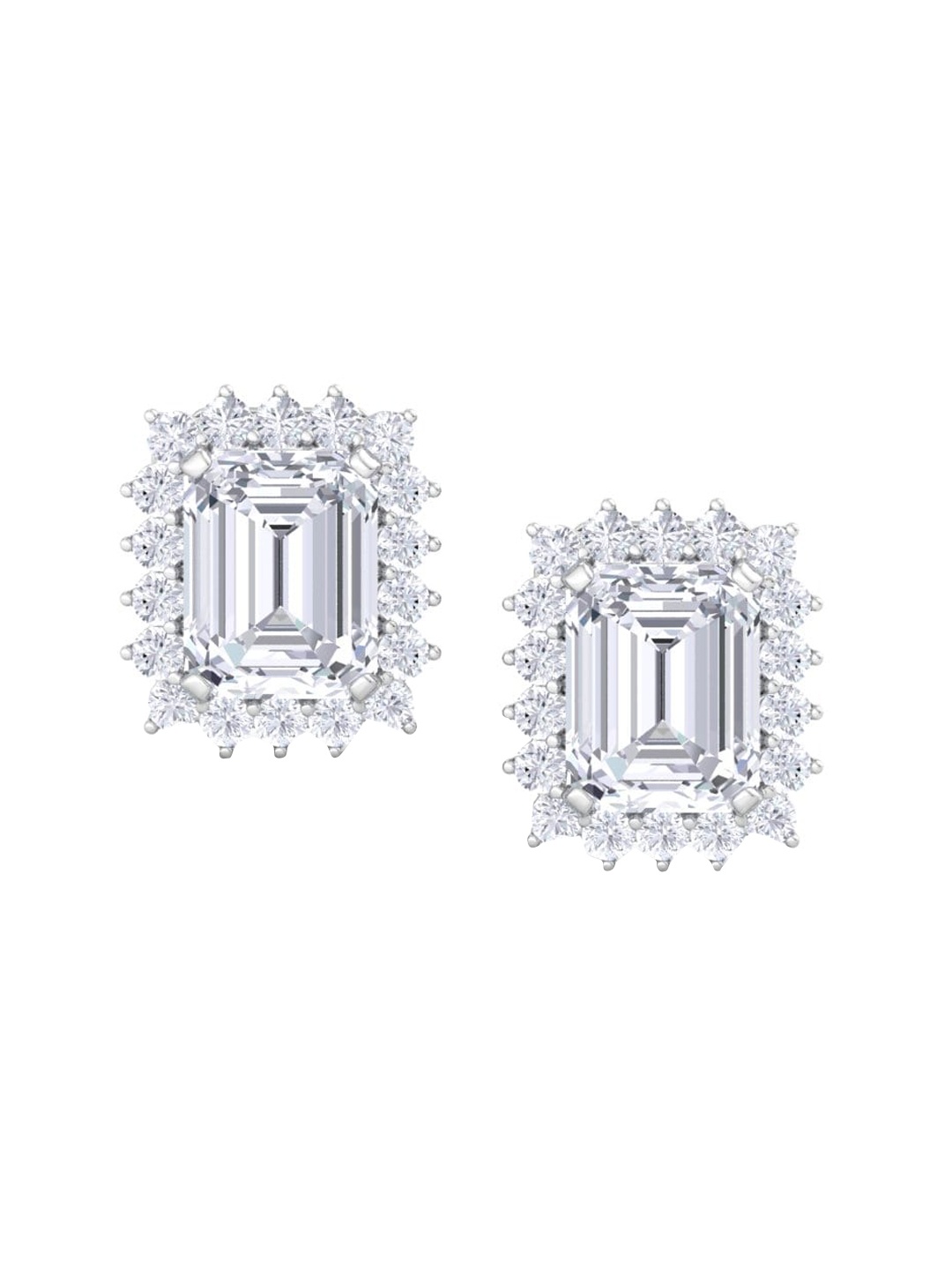 

Inddus Jewels 925 Sterling Silver Rhodium-Plated Geometric Studs Earrings