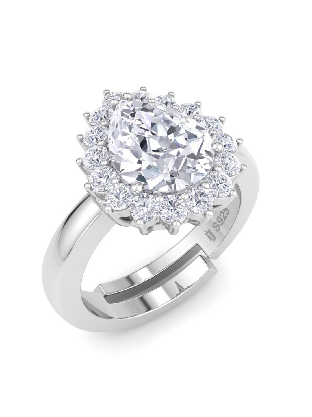 

Inddus Jewels 925 Sterling Silver CZ Studded Adjustable Finger Ring