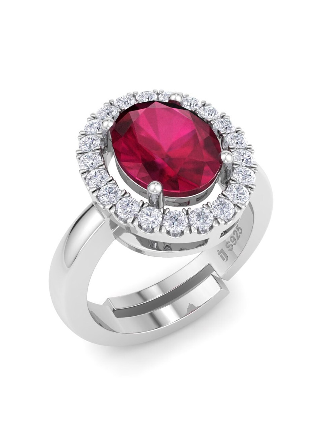 

Inddus Jewels 925 Sterling Silver CZ Studded Adjustable Finger Ring