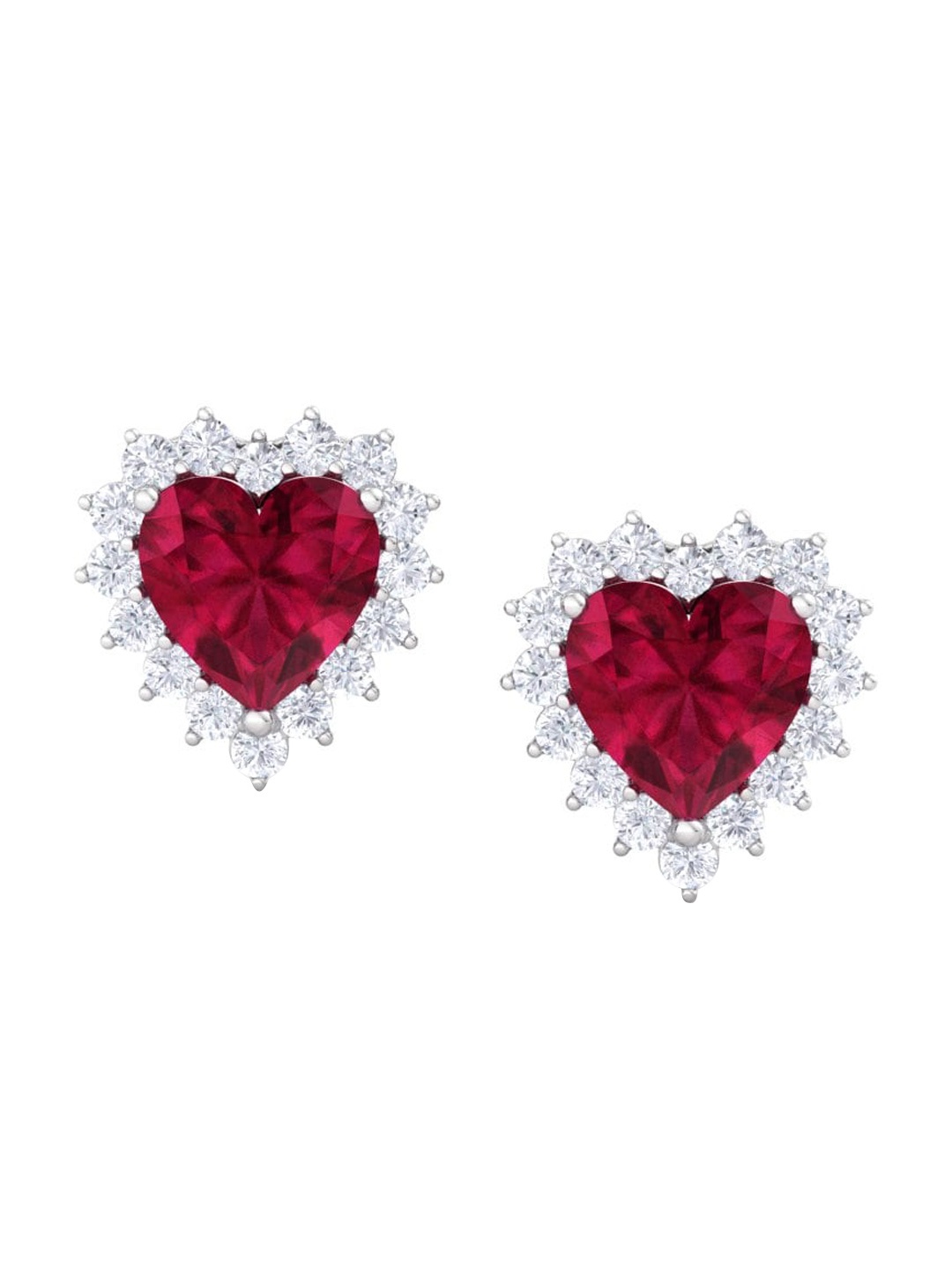 

Inddus Jewels 925 Sterling Silver Rhodium-Plated Heart Shaped Studs Earrings