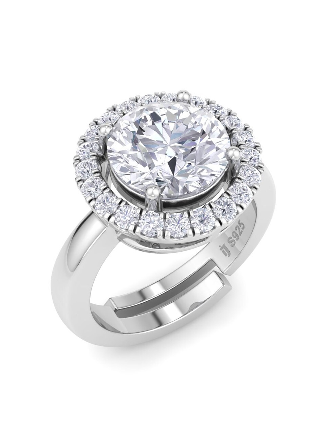 

Inddus Jewels 925 Sterling Silver CZ Studded Adjustable Finger Ring