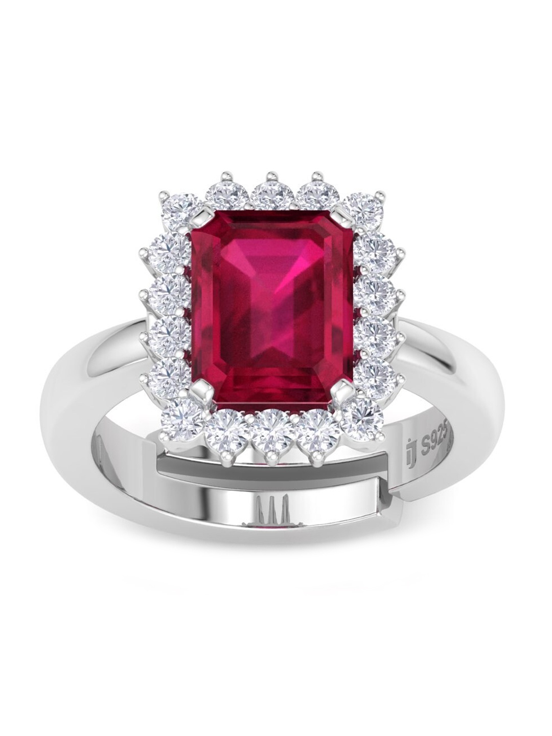 

Inddus Jewels 925 Sterling Silver CZ Studded Adjustable Finger Ring