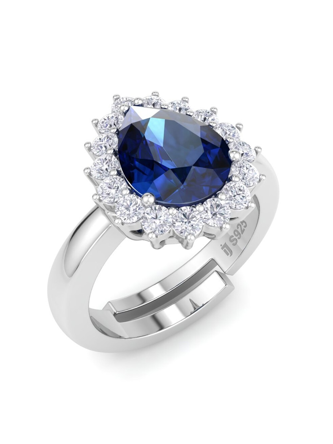 

Inddus Jewels 925 Sterling Silver CZ Studded Adjustable Finger Ring