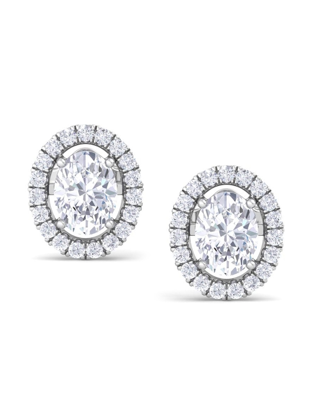 

Inddus Jewels 925 Sterling Silver Rhodium-Plated Oval Studs Earrings