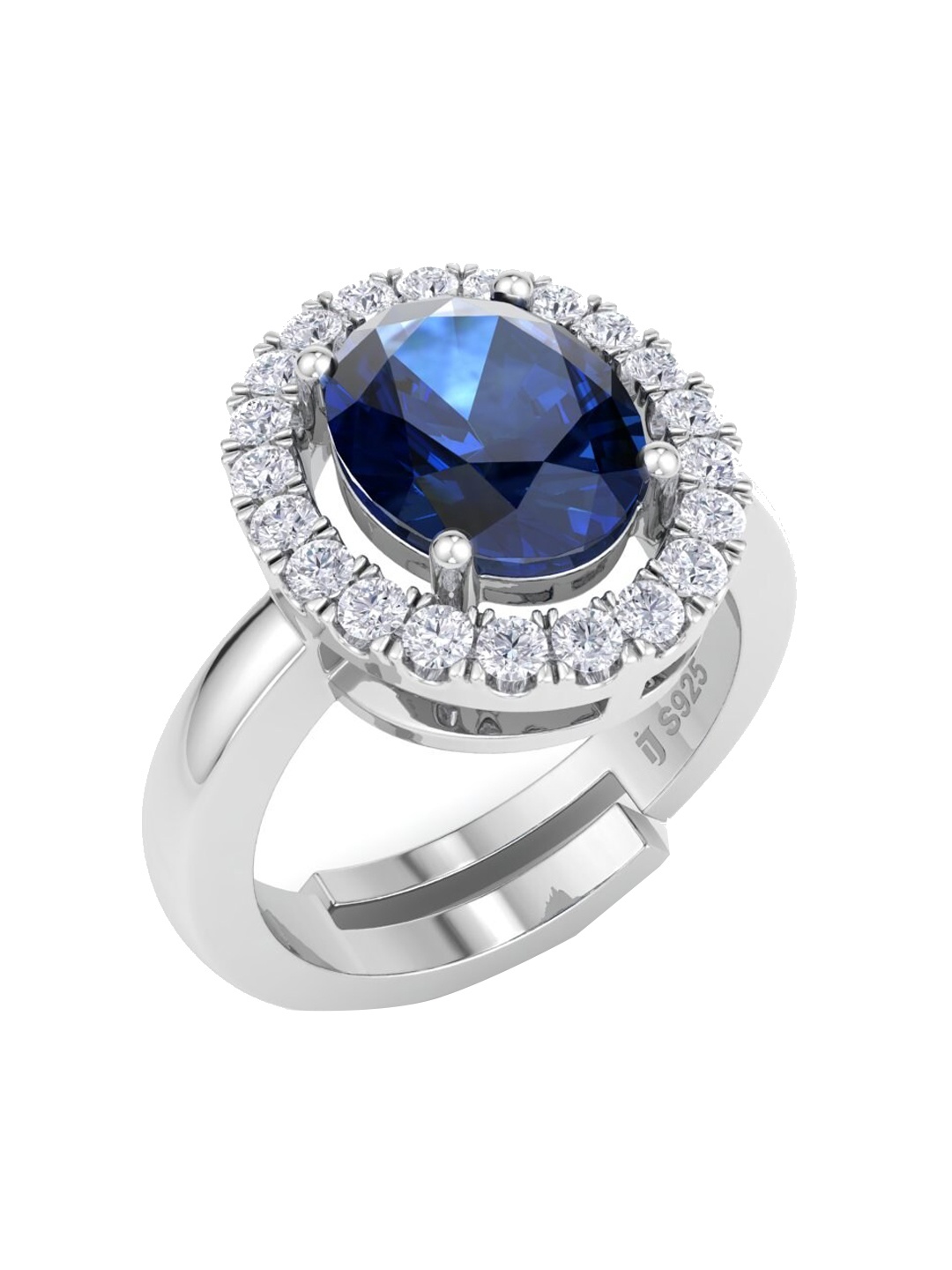 

Inddus Jewels 925 Sterling Silver CZ Studded Adjustable Finger Ring