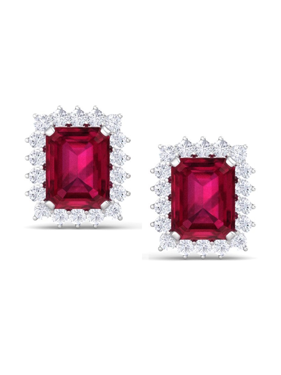 

Inddus Jewels 925 Sterling Silver Rhodium-Plated Geometric Studs Earrings